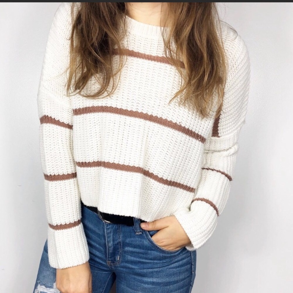 New MOON & MADISON/ striped cropped sweater